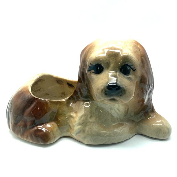 Vintage Puppy planter, Cocker Spaniel Mid Century 7.5x4x3.5 W - Picture 1 of 10
